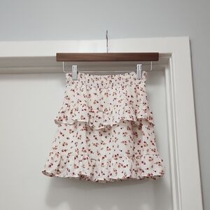 Floral Ruffle Skirt - Cream